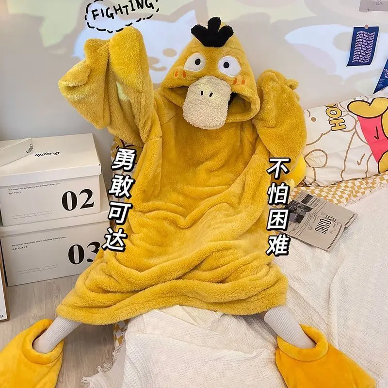MINISO Anime Adult Psyduck Cosplay Halloween Costumes Onesies Nightgown Xmas Carnival Funny Pajamas Kigurumi