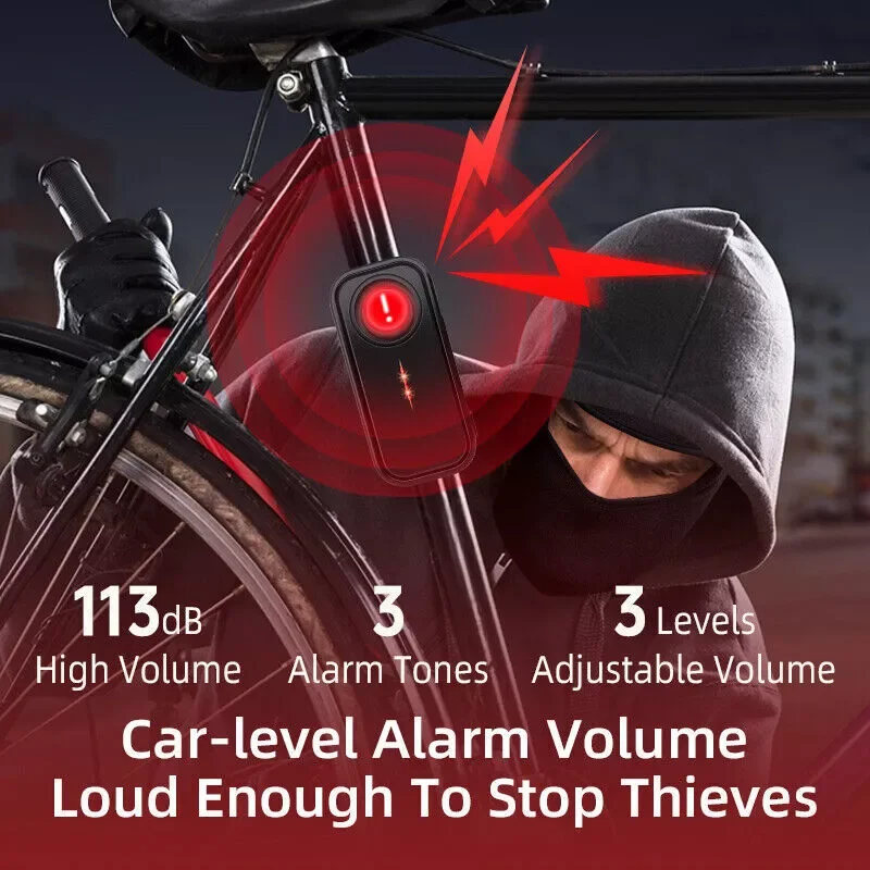 113dB Loud Wireless Bike Alarm with Remote for E-Bikes Motorcycles Scooter Anti-Theft Wireless Alarm Long Range Security
