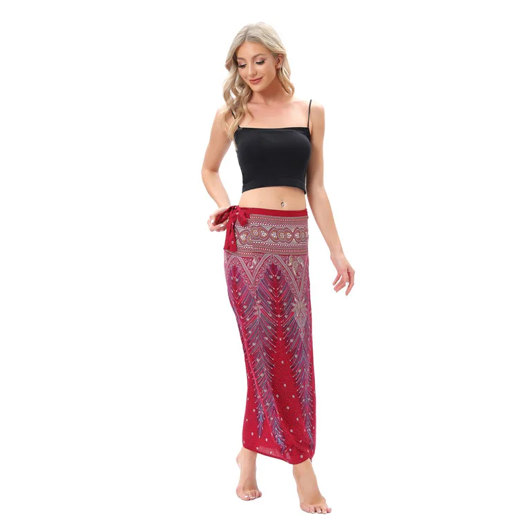 Boho-Kleid & Rock für Damen, Yoga-Freizeitkleid, Sommer-Maxikleid, Kurzes Bedrucktes Strandtuch, Multifunktional – Detail 8