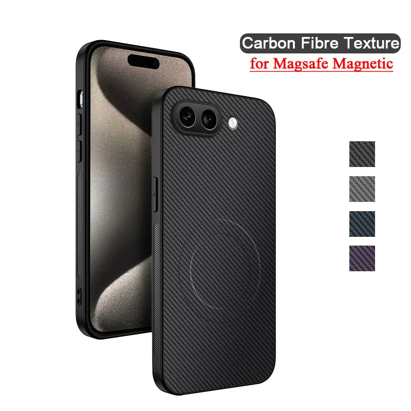 Carbon Fiber Texture Magnetic Case - Magsafe Matte Shockproof Soft Frame Cover