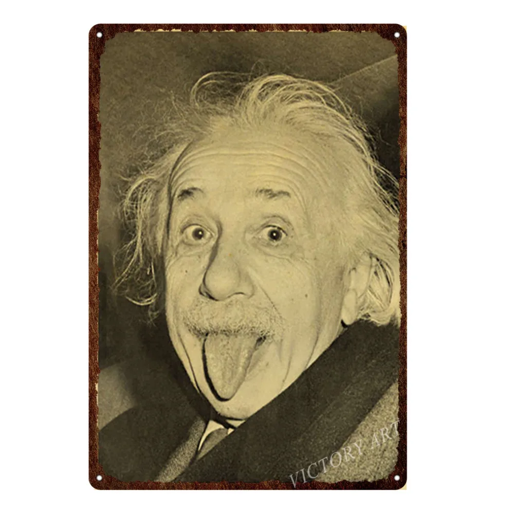 ClassicPosterEinsteinMetalPlaqueBlackWhiteRetroDecorativePlate