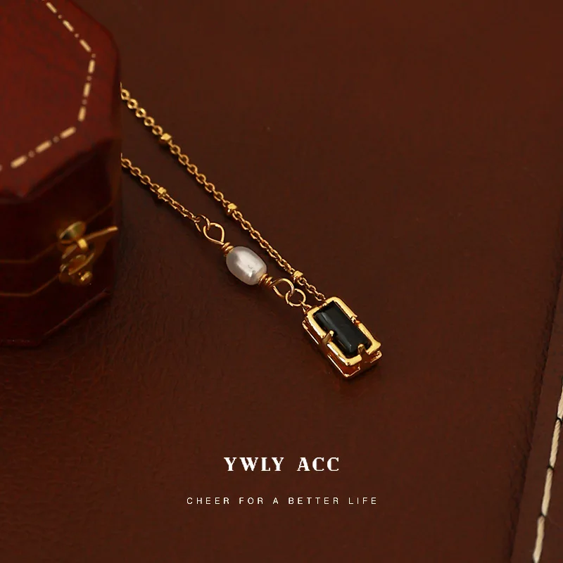 

Choker Necklace for Women Black zircon Pearl Beads Necklace Gift for Friend Gold Color Geometric Necklace Collar Jewelry