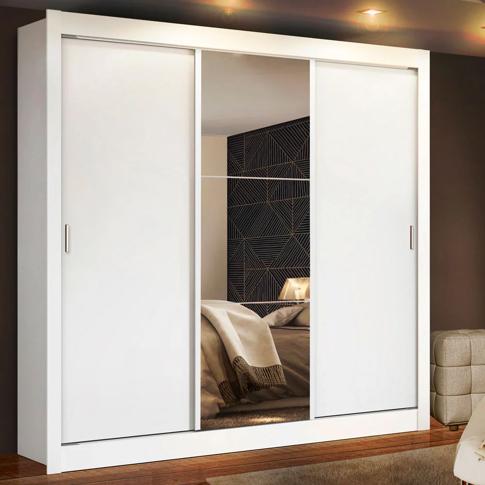 Ropero Closet Madesa Mônaco 3 Puertas 1 Con Espejo Color Blanco