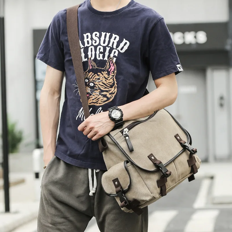 Vintage Men Canvas Satchel Casual Cross Body Handbag Messenger