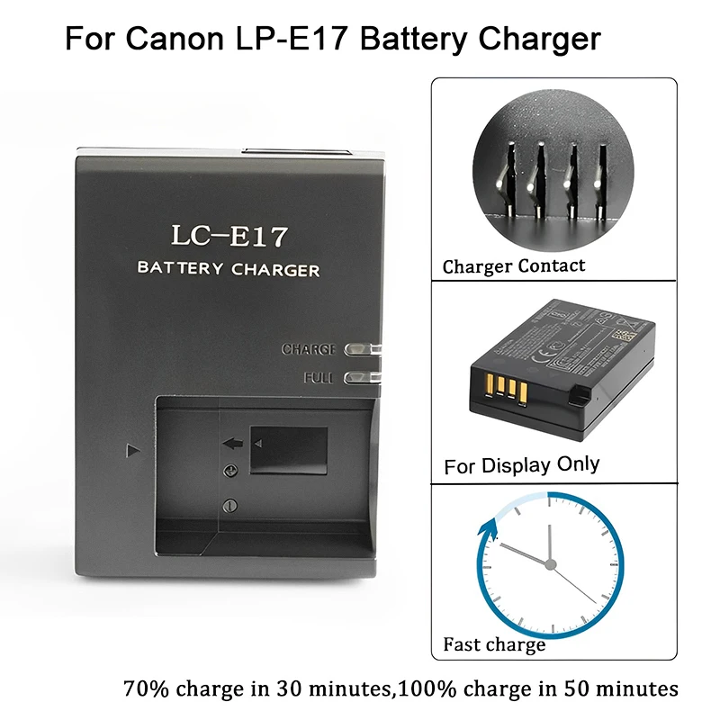 

LC-E17 Battery Charger For Canon EOS 200D M3 M5 M6 750D 760D T6i T6s 800D 77D Kiss X8i Camera LPE17 LP-E17 Battery Charger