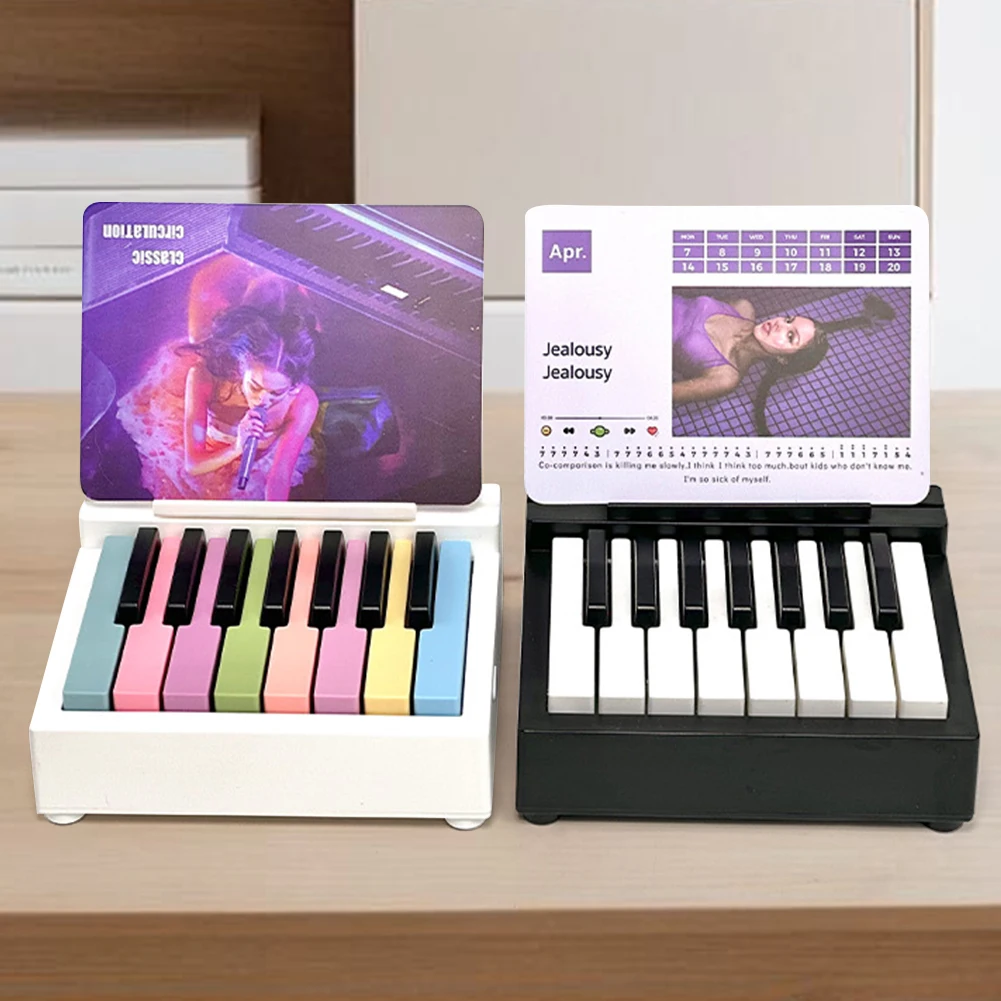 Singer Piano Calendar Piano Portable Desk Calendar Desktop Peripheral Ornaments with 27 Music Cards 26 Songs