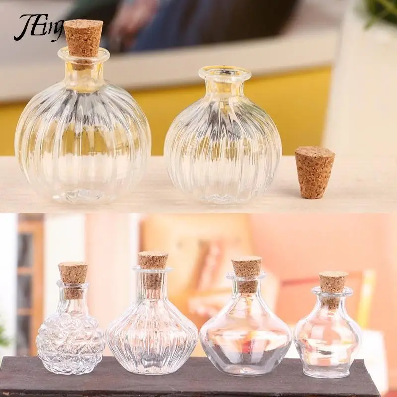 1:12 Dollhouse Miniature Storage Tank Glass Bottle With Cork Cover Mini Tiny Jar Flower Vases Model Toys Doll House Decor Access glass bottles,mini glass bottles,mini perfume bottles,mini storage boxes