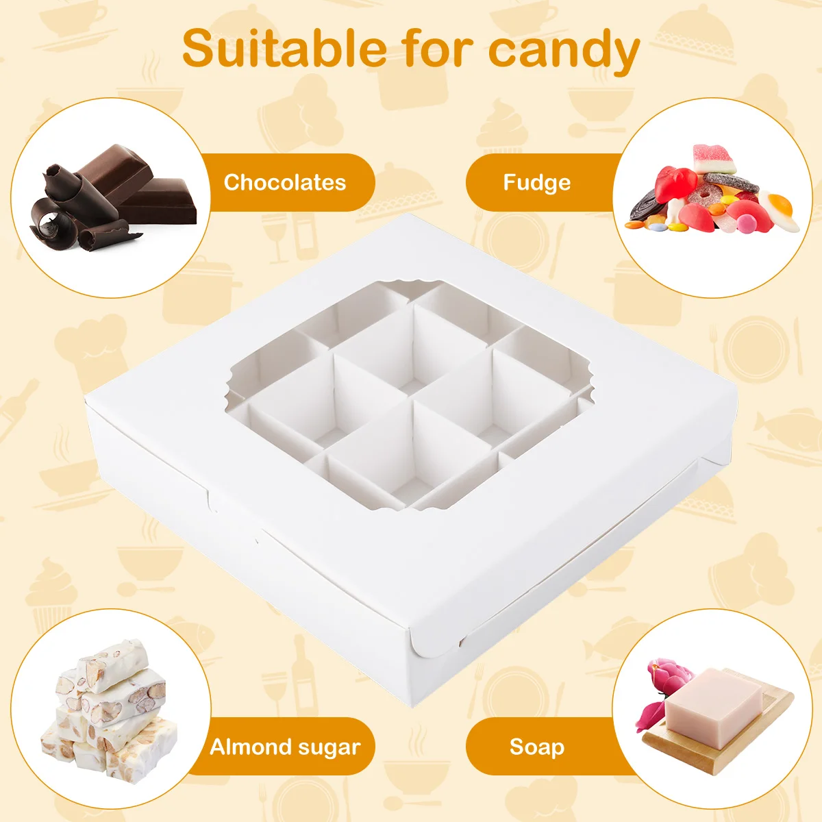 20 Stück leere weiße Pick-and-Mix-Süßboxen mit Einsätzen, klares Fenster und Trennwand, 16 Fächer, schnell montierte Probenboxen – Detail 3