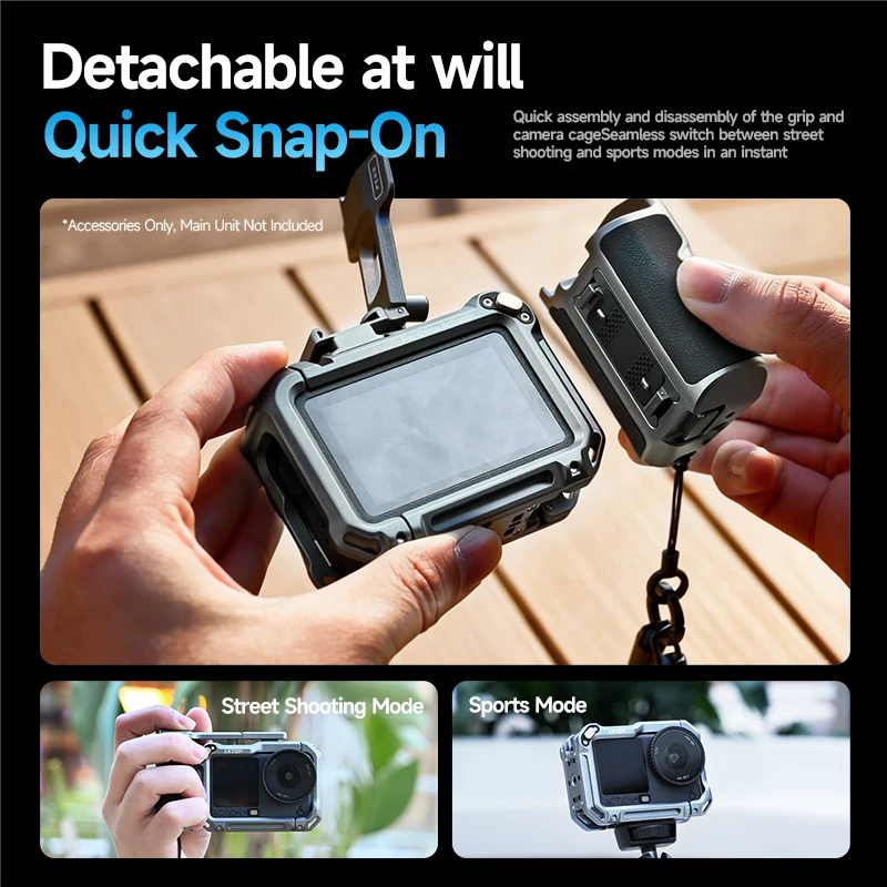 LKTOP 액션 6 스트리트 사진 촬영 핸들 키트 (DJI 오즈모 액션 6용) 다기능 확장 즉각적인 DSLR 변환