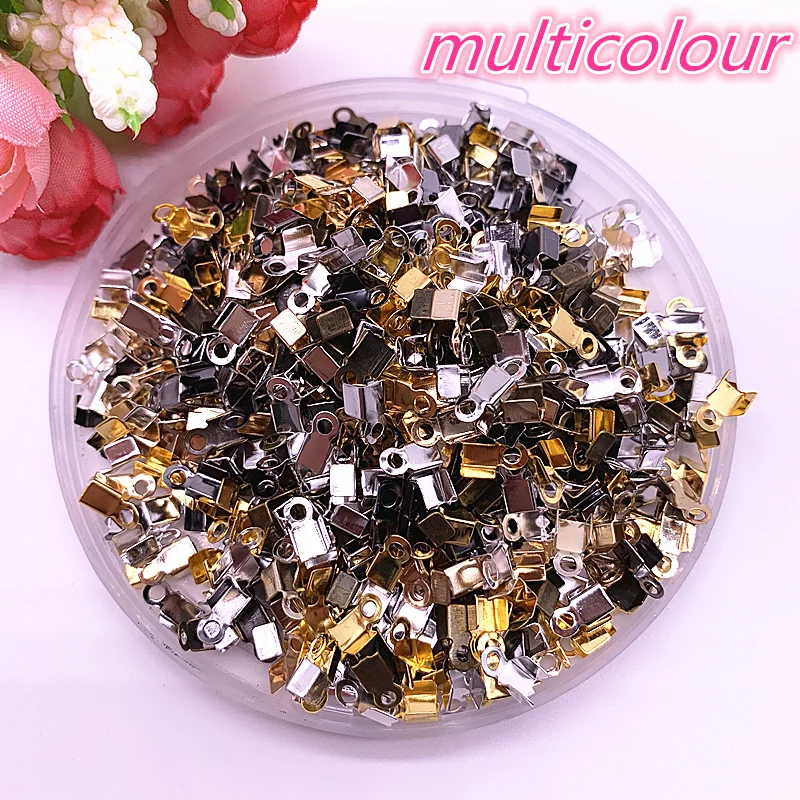 200pcs 2x6mm Leather Cord End Caps End Clasps Crimp Bead Silver/gold/kc