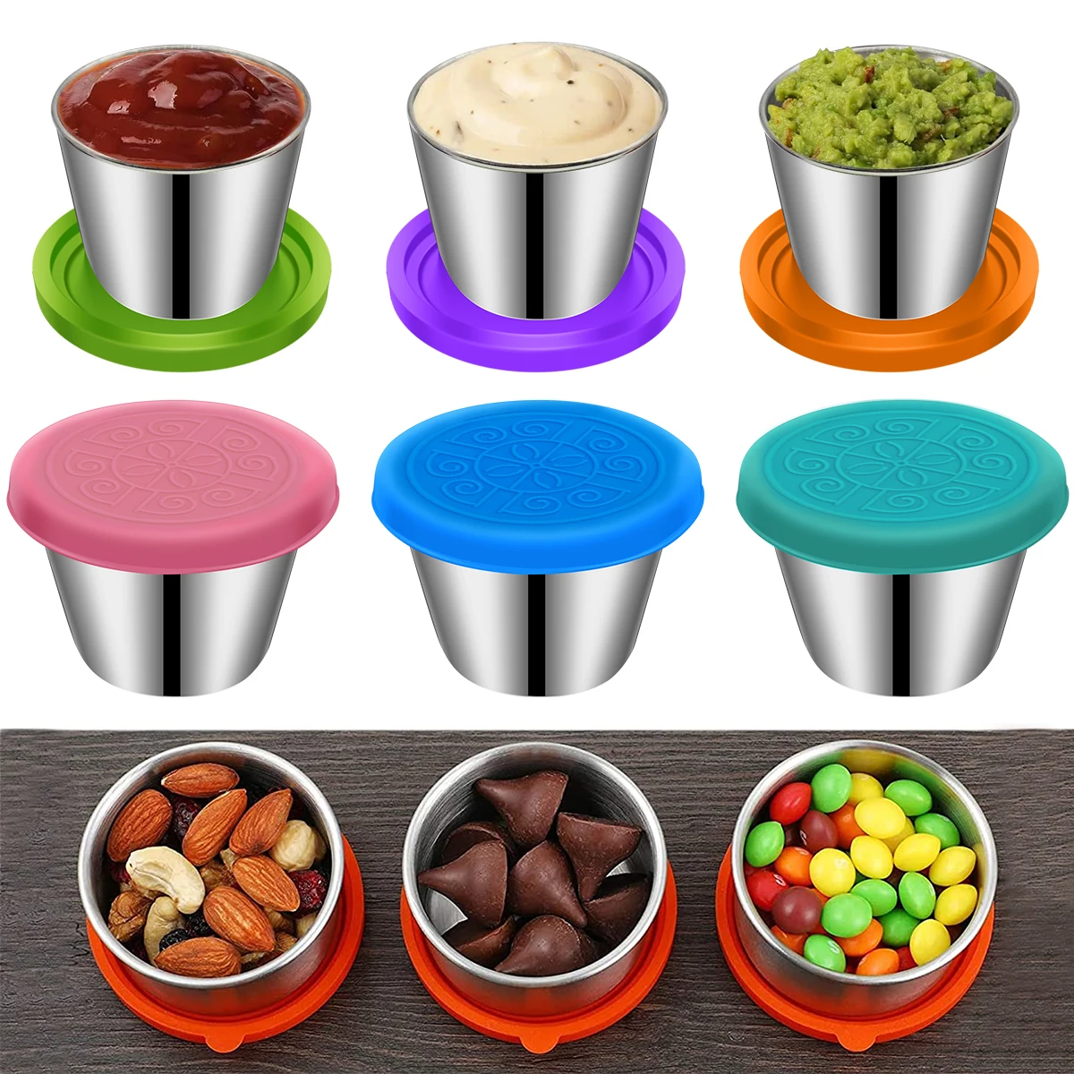 Salad Container To Go 6x2.5 Stainless Steel Condiment Container Small  Containers With Leakproof