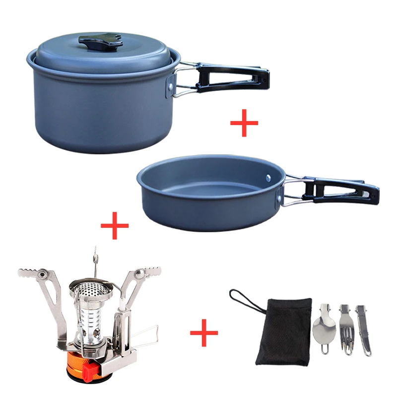 CampingCookwareSetAluminumNonstickPortableOutdoorTablewareKettlePotCooksetCookingPan