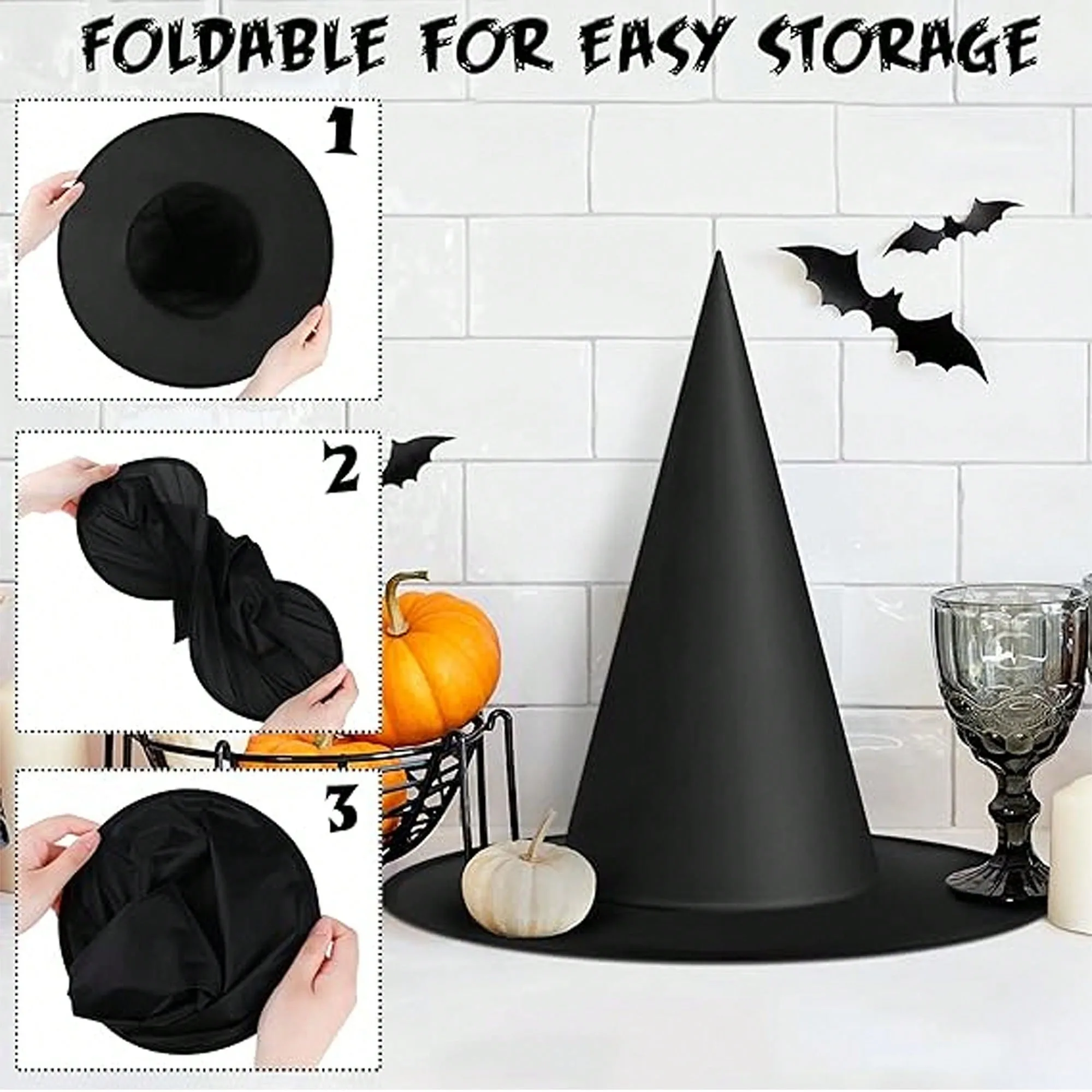 Pack De 12 Sombreros De Bruja Negros Para Halloween - Con Cordón De Nailon, Decoración Colgante Para Interior Y Exterior