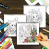 Stress Reduction Colouring Book 30 Sheets, 8.3x 8.3 inch 100gsm Thick Paper, Spiral Bound, Halloween and many other holiday gift 3