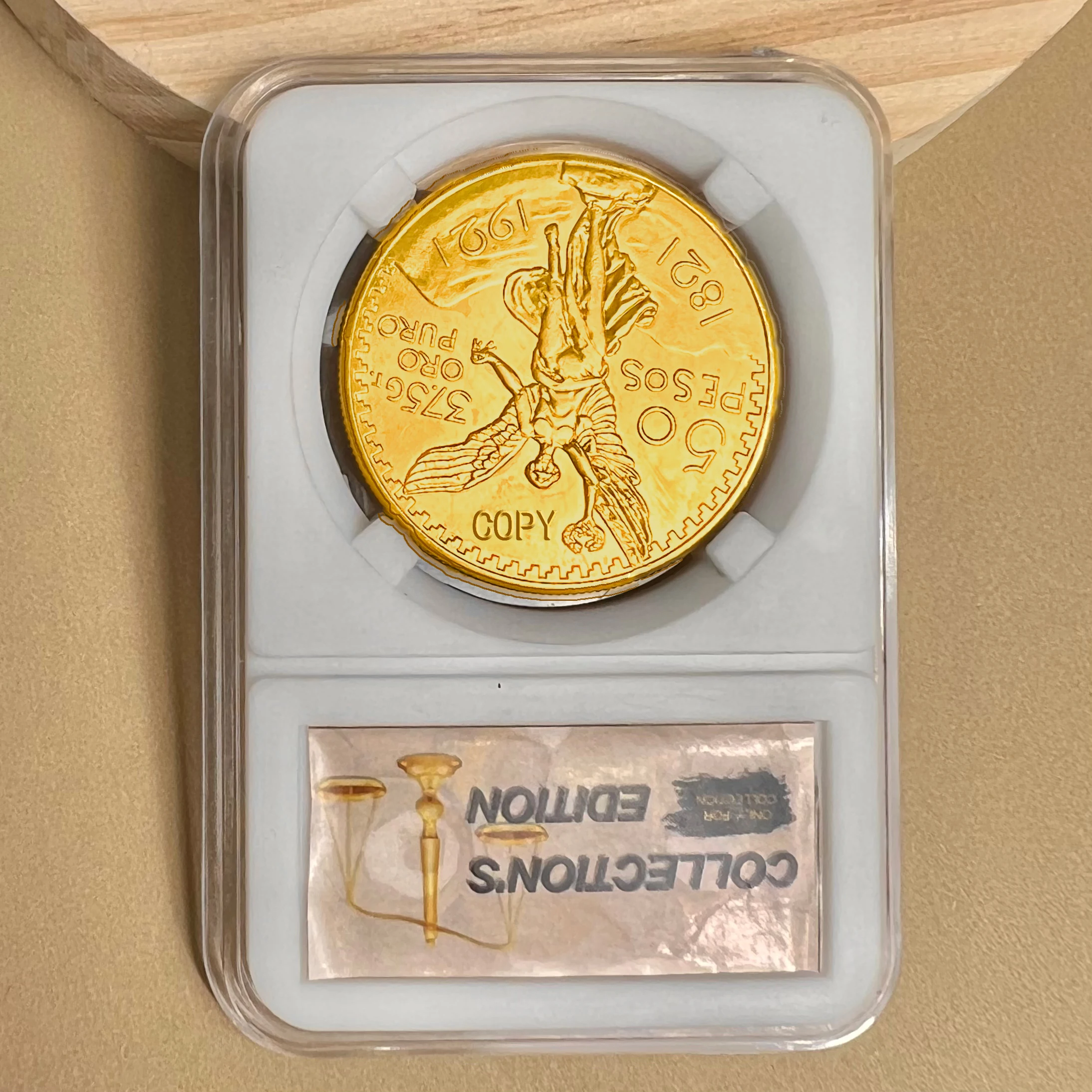 1921 Mexican Angel 50 Peso Golden Commemorative Coins 1821