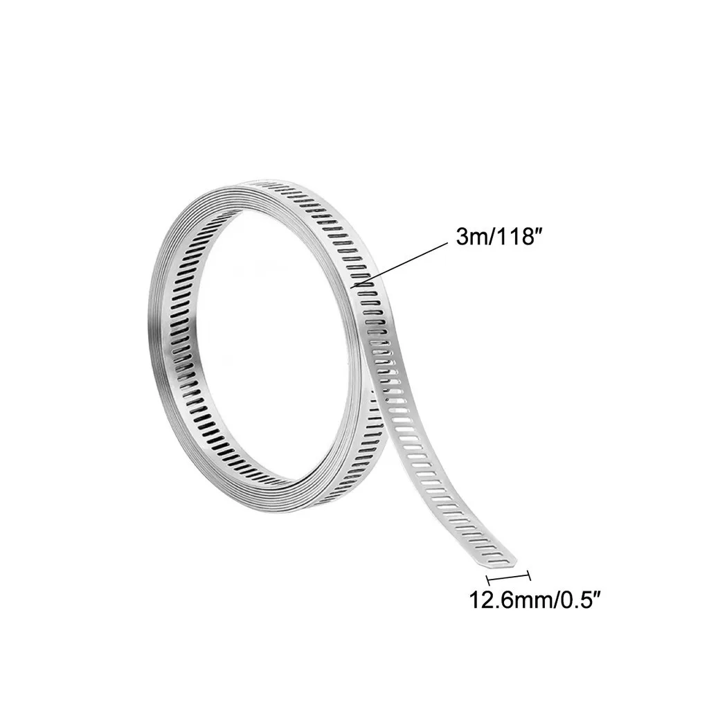 12.6MM Width Stainless Steel 304 Worm Clamp Hose Strap with Fasteners Adjustable DIY Pipe Hose Clamp Ducting