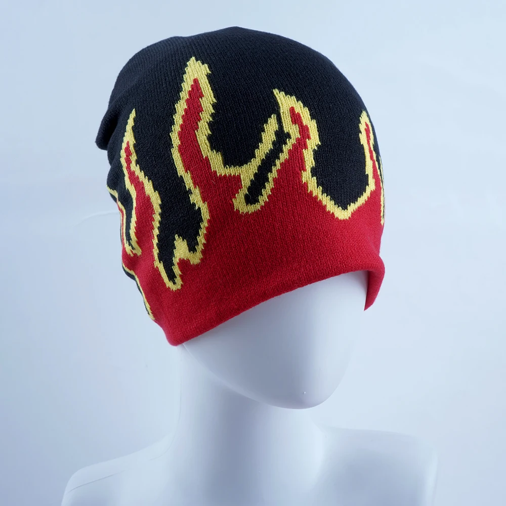 

2024 Fashion Flame Pattern Beanie Hats For Women Men Warm Autumn Winter Knitted Hat Hip Hop Ski Beanies Bonnet Gorras Caps