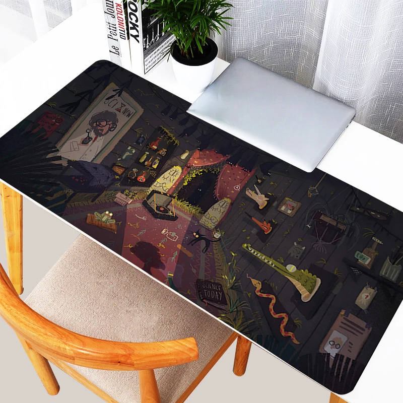 

Cute Black Cat Mouse Pad PC Magic Green Plant Gaming Mousepad Laptop Bats Gamer Cabinet Keyboard Rug Kawaii Anime Frog Desk Mat