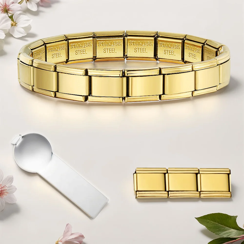 Bangles Charms Italian Links Stainless Steel 9mm Width Bracelets Jewelry Gifts Women Men