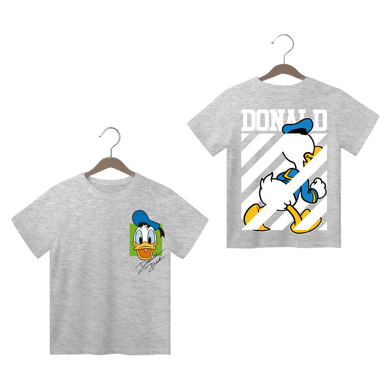 Donald Duck Stitch Double-sided Printing 100% Cotton Tops Children's -shir T Shirt Top Clothes for Children 2024 Kids Clothes 5