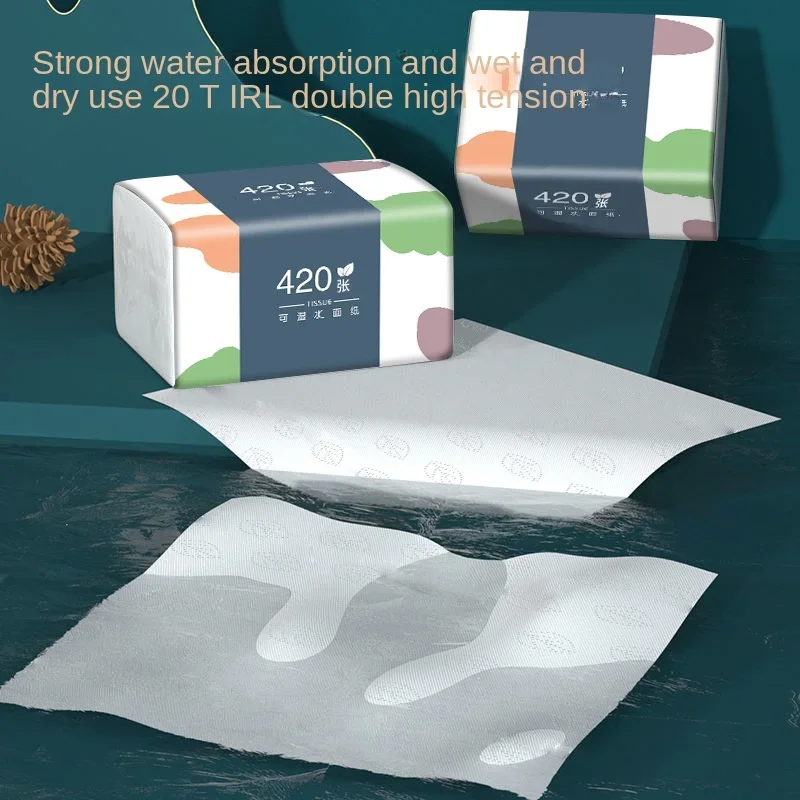 Bamboo Toilet Paper 420 Sheets, 10 Large Bags, 5-layer Thick Drawstring, Wholesale, Wet and Hygienic Paper Towels, Whole Box