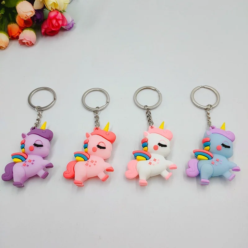 

Cute Animal PVC Pegasus Unicorn Keychain Kawaii Student Woman Bag Pendant Man Key Accessories Gift Jewelry Kawaii Lanyard