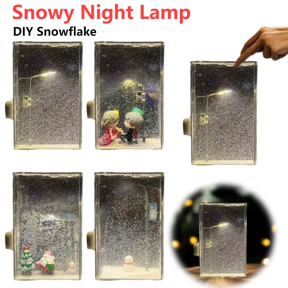 Christmas Snowy Night Lamp DIY Snowy Scene Street Light Christmas Crafts Flowing Sand Snowy Night Lamp For Christmas Gifts