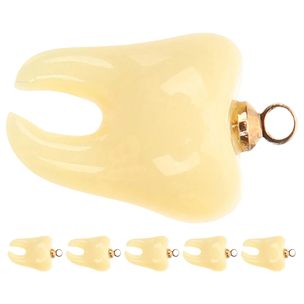 

6 Pcs Baby Tooth Shaped Pendant Clasp for Necklace Small Teeth Charms Decorate Jewelry Making Dental Ornaments Resin