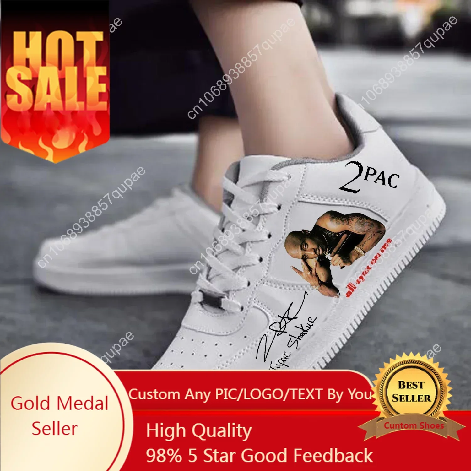 Rap 2Pac Tupac Shoes Air Basketball All Eyez on Me Mens Womens Running Sports Flats Force Sneakers Lace Up Mesh Custom Shoe