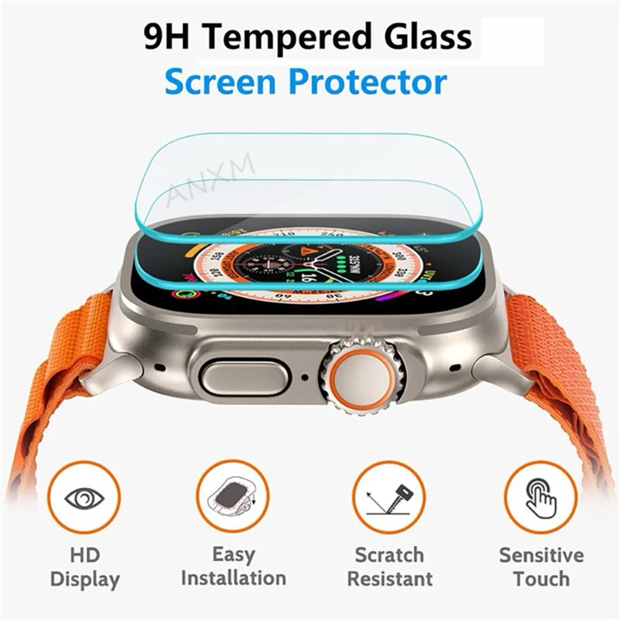 Tempered Glass Protector 2Pcs For Apple Watch Ultra 2 49mm Alignment Tool Screen Protector Easy Install Kit