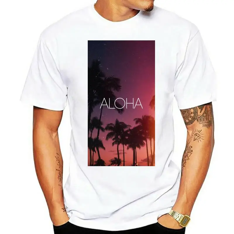 Aloha Night Palms T-Shirt Summer Chill Holiday Tee Skater Indie Los Angeles