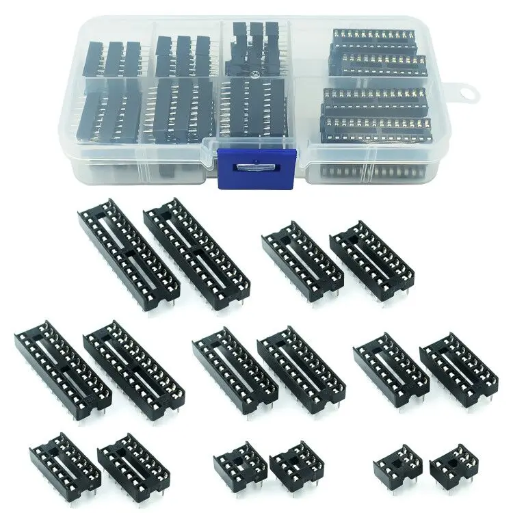 66 Pz/Lotto Dip Ic Socket Adapter Kit Presa A Saldare 6,8,14,16,18,20,24,28 Pin Nuovo