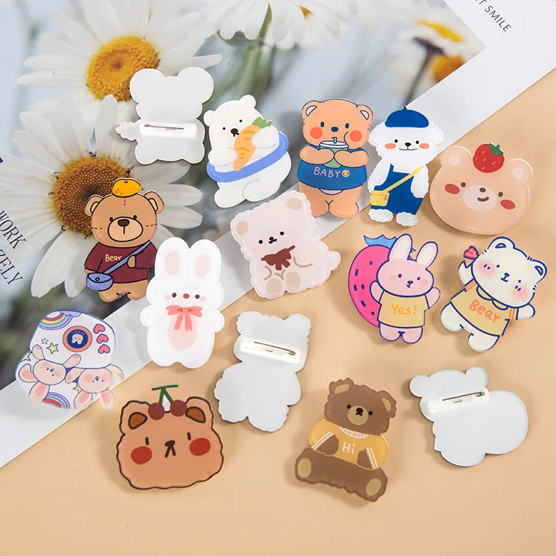 10/20/30/40/50Pcs Acrylic Animal Cartoon Badges Pins Diversity Random Badges Personalized Trendy Pins Backpacks Clothes Bag