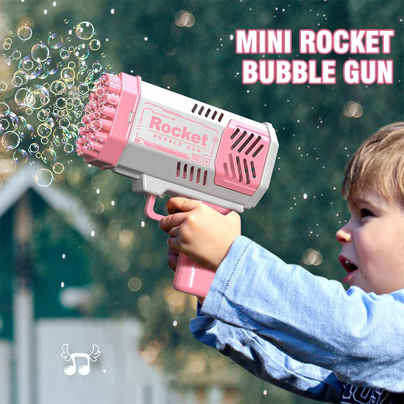 40 Holes Electric Rocket Bubble Gun Automatic Blowing Soap Maker Machine Toy Kids Outdoor Fight Fantasy Toys For Boys Game Gift 3