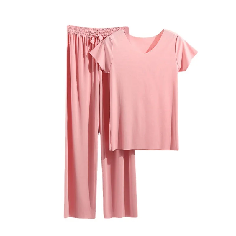 Female Home Clothes 2 Pieces Set Lady Home Suit Summer Women Lounge Wear Autumn Loose Homewear Suit for Women Pajamas Pants Set women pajamas set women pajama suit