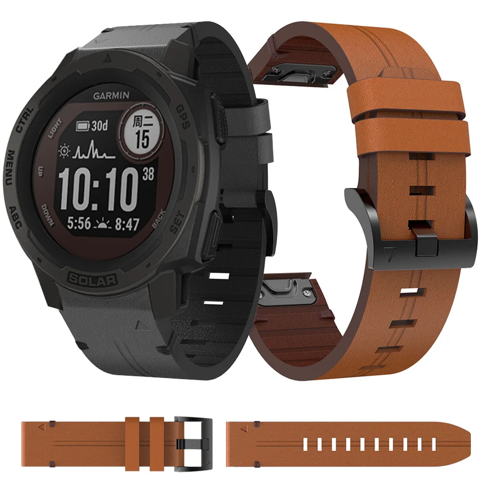 

Quick Fit Leather Strap For Garmin Quatix 7X 6 5 3 Solar Edition Band instinct 2 MARQ/Epix/Enduro 22mm 26mm Bracelet Wristbands