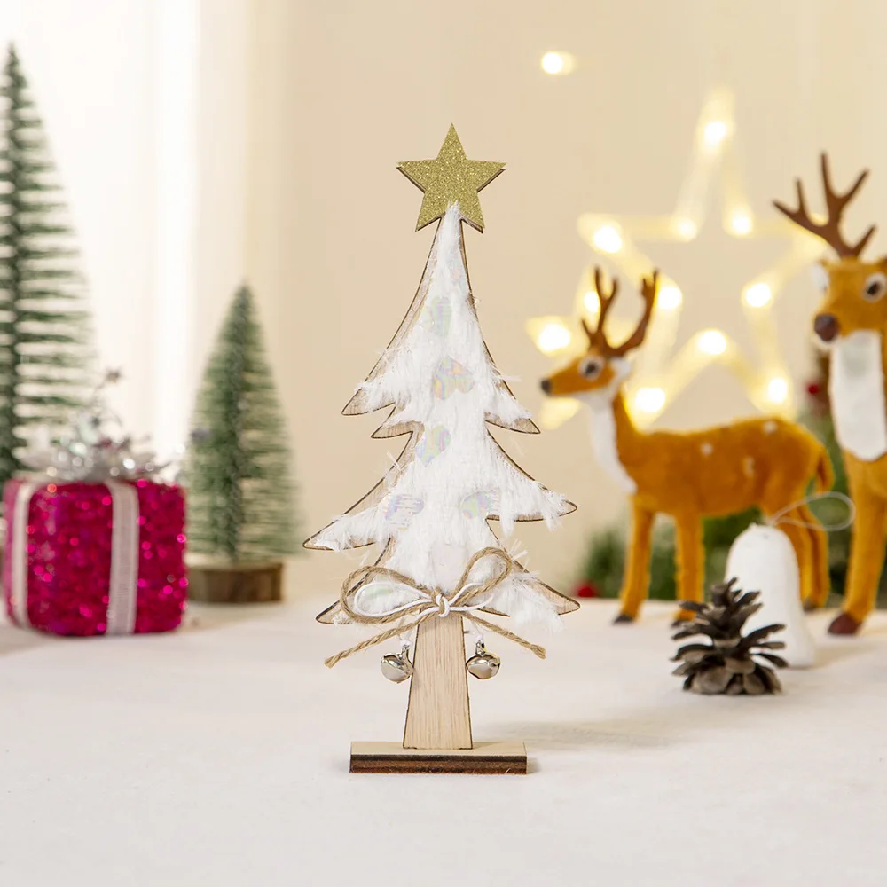 1 Pcs Wooden Christmas Tree Tabletop Decoration Farmhouse Wood Christmas  Trees with Plush Xmas Centerpiece for Home Kitchen - AliExpress, image size:1000x1000