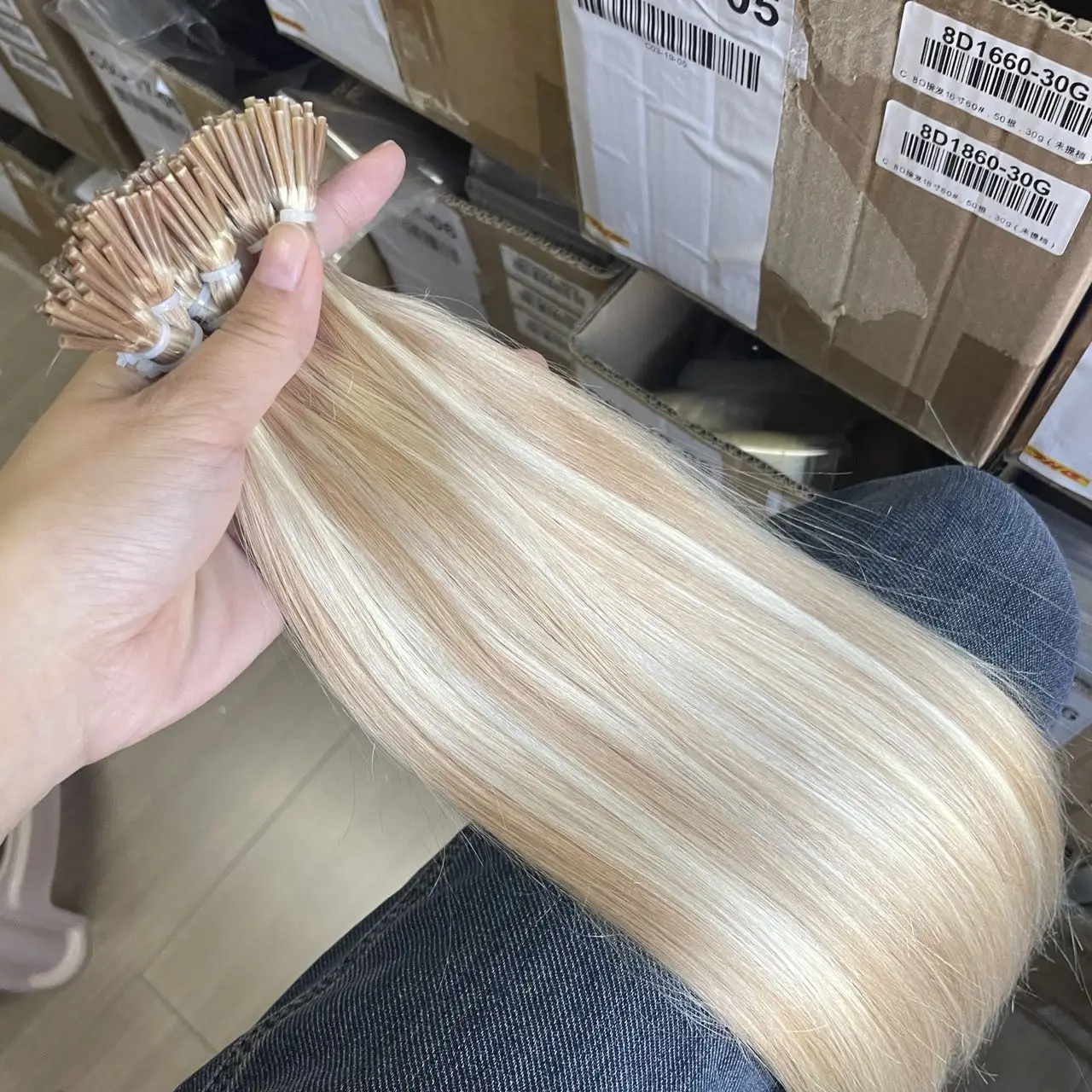 Highlight Blonde I Tip Human Hair Extensions 12-20 inches Micro Ring Hair Straight 50pcs/pack 30g Real Human P27-613#