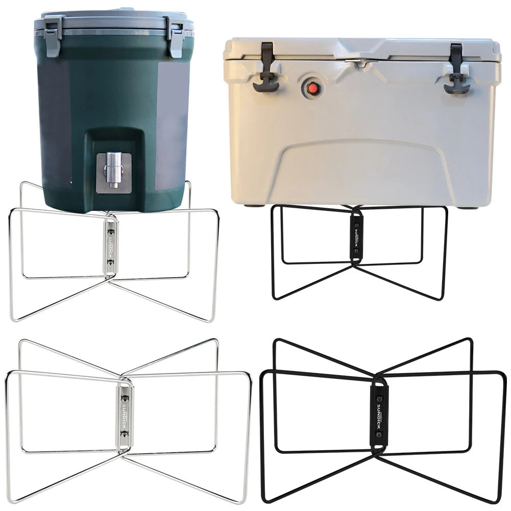 Ice Box Holder Foldable Outdoor Camping Ice Box Holder Rack Stainless Steel Cooler Leg for Cooking Fishing BBQ Picnic