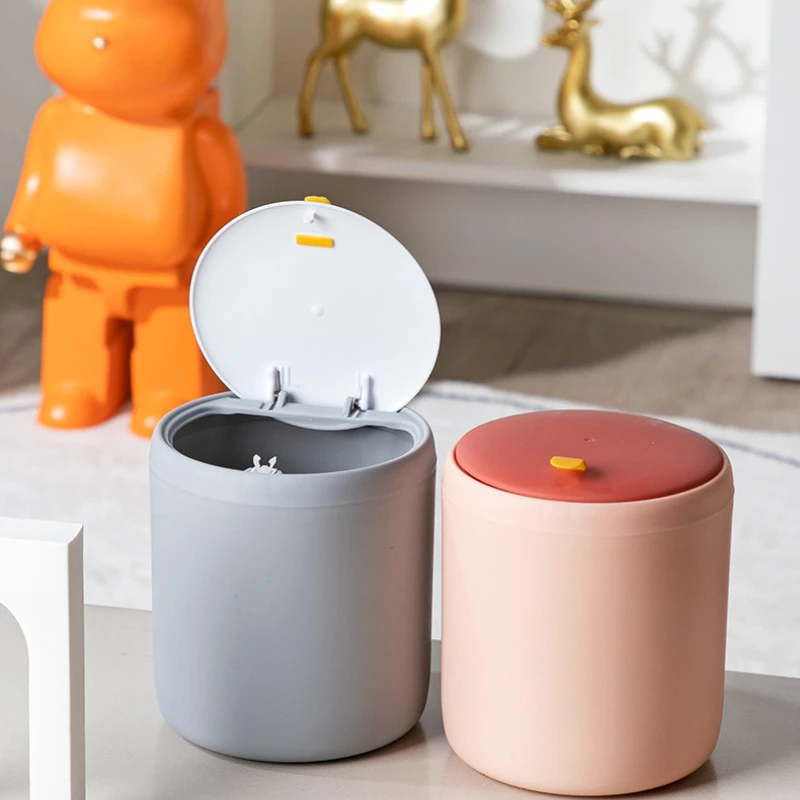 Mini Small Waste Bin Desktop Garbage Trash Can Plastic Home Office Table Trash Can Dustbin Basket Household Sundries Barrel Box