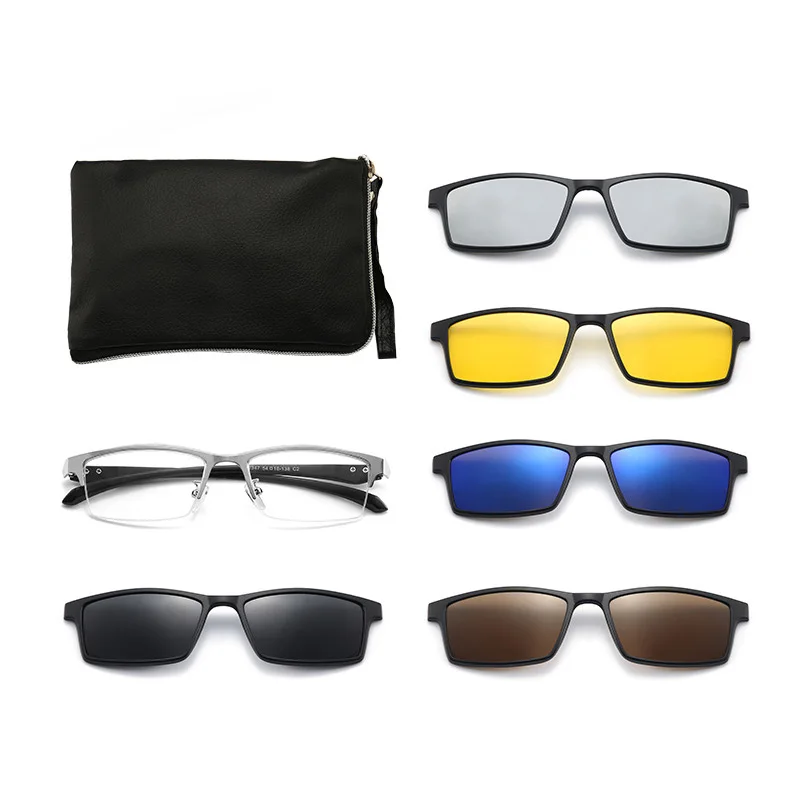 In Rectangle Magnet Sunglasses Men Polarized Clip On Glasses for Men  Half Metal Frame Male Diopter Optic Myopia Eyewear AliExpress 200000297