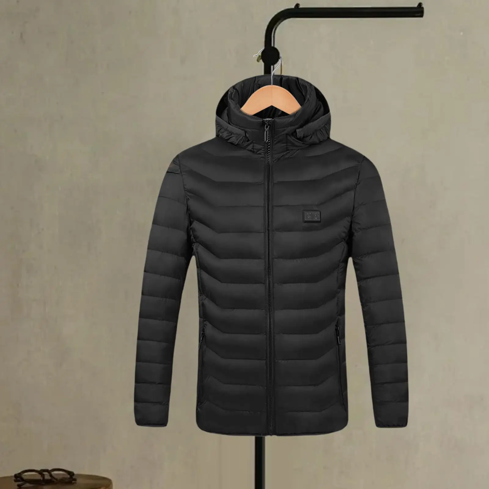 Fashion Heated Jacket Winter Windproof Hooded Coat Lightweight Thermal Warming Washable Outerwear for Camping Skiing Men Women