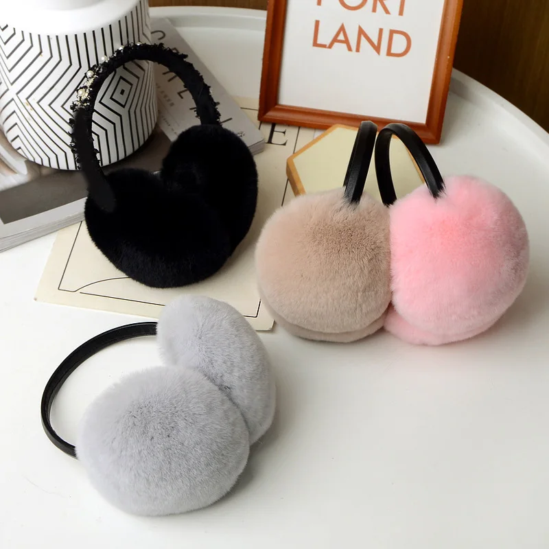 

Fashion Fur Rabbit Fur Plush Earmuff Winter Warm For Women Men Solid Color Earflap Outdoor Cold Protection Ear-muffs Accessories