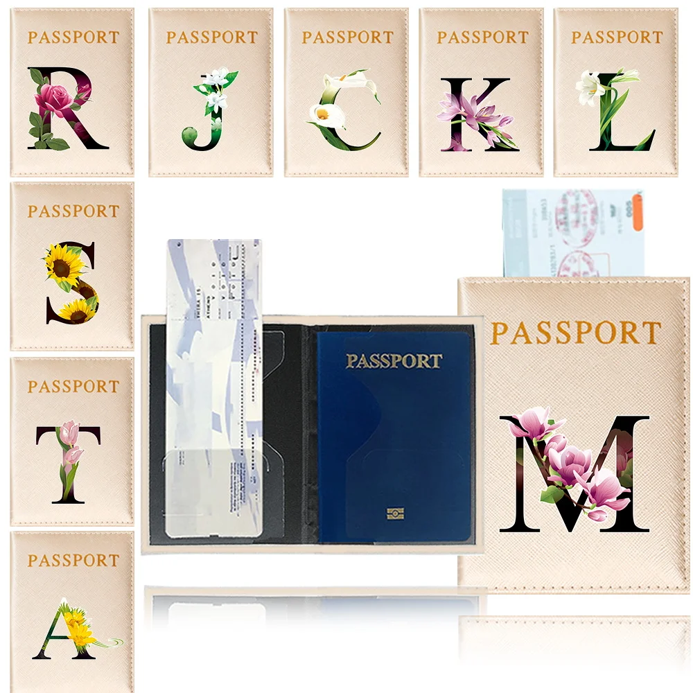 

Travel Passport Holder Case Leather Gold Color Passport Cover Case Printing Flower Color Series Uinex Travelneedments