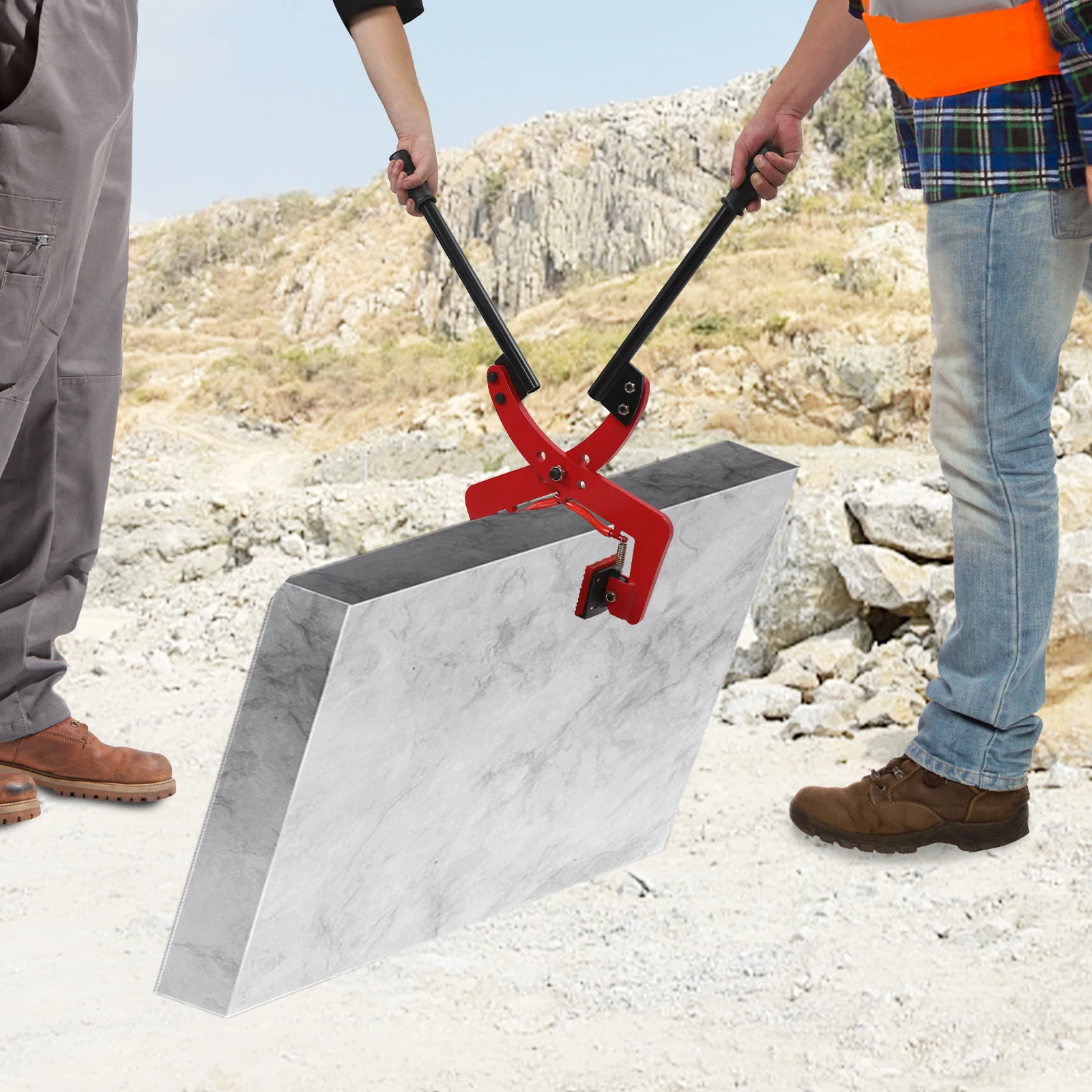 Hebeklemme, Plattenheber, Steinträgerwerkzeug, 280 kg, verstellbare Öffnung und 45,5 cm Doppelgriff-Greifer mit rutschfestem Griff – Detail 16