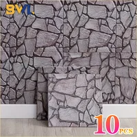 10 ชิ้น 3D กาวตนเองโฟมสติ๊กเกอร์ติดผนังกันน้ําวอลล์เปเปอร์แผงสําหรับห้องนั่งเล่นห้องนอนรับประทานอาหารทีวีตกแต่งพื้นหลัง 1