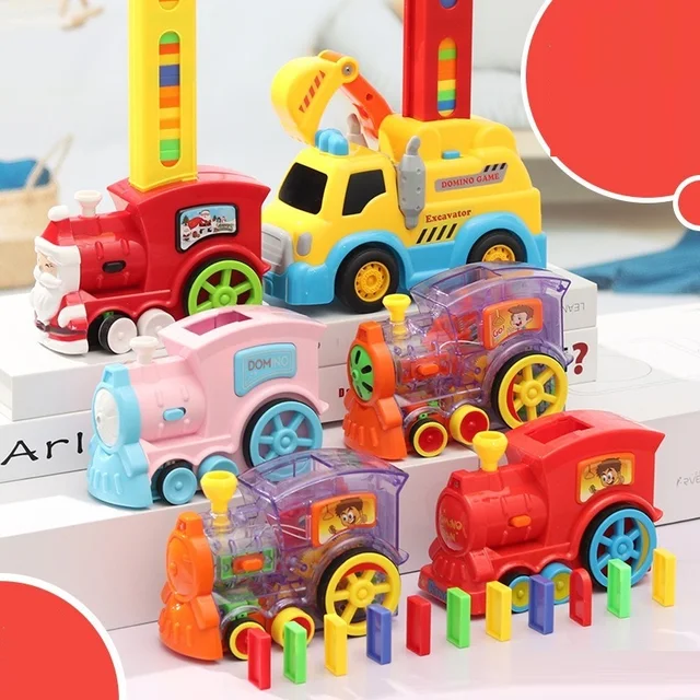 Domino Train Automatic Laying Brand Sound and Light Automatic Laying Domino Brick Building Block Game Gift Set Electric Train 1