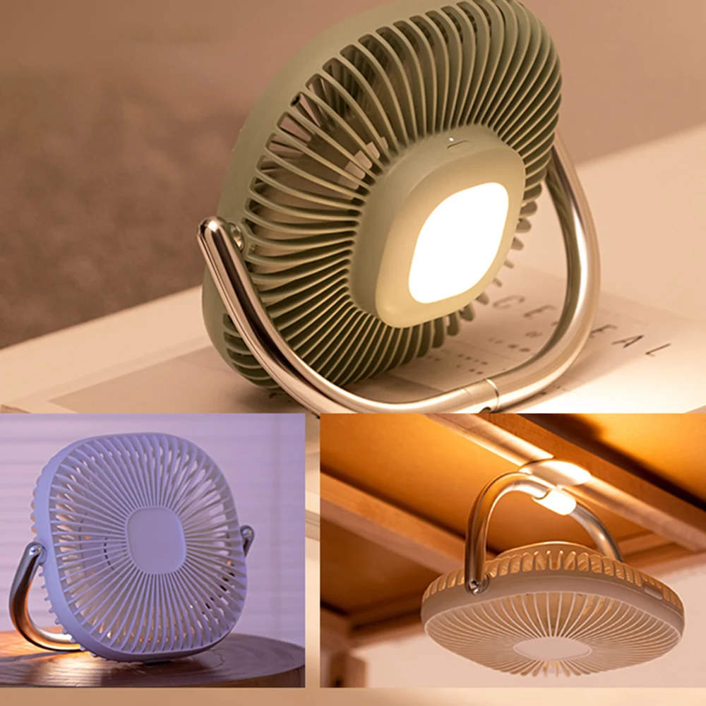 2023 Portable New Desktop Fan with Silent Sound and Atmosphere Night Light for Hanging Outdoor Electric Fan