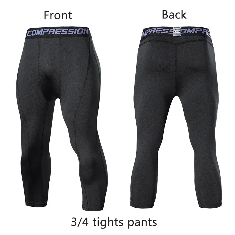 Pantaloni Compressione Uomo 3/4 - Leggings Sportivi Fitness, Corsa, Palestra, Slim Fit - Foto 8