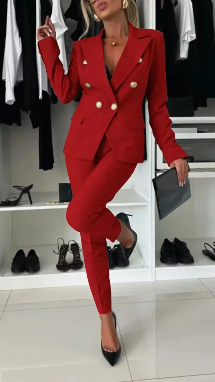 Women Office 2 Piece Set collar detail